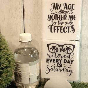 RETIRED AGE beverage drink holder water beer can NWT set of 2